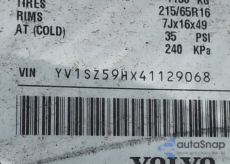 2004 Volvo Xc70 2.5T из США, поврежденный, VIN YV1SZ59HX41129068